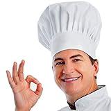 Chef Hat,Adult Premium Adjustable Elastic Baker Kitchen Cooking Chef Cap White