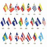 Ckexin22 Spanish Speaking Countries Desk Office Table Flags Set Small Mini Latin American Stick Flags for Classroom Heritage Hispanic Month Decorations,5x8 Inch