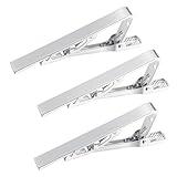 3 PCS Silver Tie Clips for Men Tie Clip for Men Unique 2.17 X 0.24 Inch Silver Ties Bar Ties Accessories for Man Business, Party, Wedding, Daily Life, Office, Formal Occasions