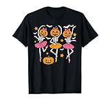 Girls Halloween Ballet Skeleton Pumpkin Girls Skeleton Women T-Shirt