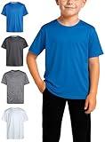RBX Active Boys Shirts - 4 Pack Athletic Short Sleeve T-Shirt - Comfortable Boys Activewear Tops for Youth (Sizes: 8-20), Size 14-16, Grey/Direct Blue