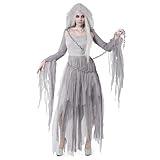 Spooktacular Creations Halloween Haunting Beauty Dress, Scary Ghost Costume with Plastic Chain, Hooded Cape, Halloween Costume Women for Cosplay (Large)