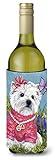 Caroline's Treasures PPP3132LITERK Westie Springtime Wine Bottle Hugger Bottle Cooler Sleeve Hugger Machine Washable Collapsible Insulator Beverage Insulated Holder
