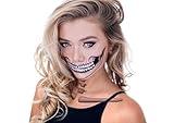 Tattoocrew 2 x Classic Skull Temporary Tattoo Halloween Costume for Men and Women, Adult, Face Sticker