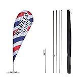 Vispronet - Barbershop Feather Flag Kits - 11ft Flag Complete Pole Set with Ground Stake – Great for Businesses, Storefronts, Sales - Printed in The USA