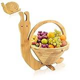 MYOSOTIS Foldable Fruit Basket Collapsible Bamboo Fruit and Veggie BasketF For Holiday Party (Snail)