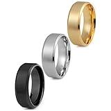Jstyle Stainless Steel Rings for Men Wedding Ring Cool Simple Band 8 MM 3 Pcs A Set Size 10