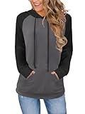 Bosmeer Essentials Hoodie Long Sleeve Color Block Shirts Loose Fitted Tunic Tops Fall Outfits for Women 2025 XX-Large Grey-black