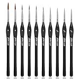 Golden Maple Detail Paint Brushes Set 10pcs Miniature Brushes for Fine Detailing & Art Painting - Acrylic, Watercolor, Oil, Models