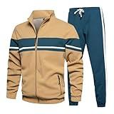 LBL Leading the Better Life Men's Casual Tracksuit Set Long Sleeve Full-Zip Running Jogging Athletic Sweat Suits Khaki 2XL
