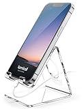 Lamicall Cell Phone Stand, Desk Accessories - Clear Office Cell Phone Holder, Acrylic Phone Stand, Desktop, Acrylic Office Desk Accessories, Office Decor, Suitable for iPhone, 4-8'' Phone
