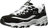 Skechers Sport womens D'lites Biggest Fan Memory Foam Lace-up Sneaker,Black/White,6.5 W US