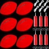 Grinsvalley 6 Sets Glow in The Dark Football with USB Charging Cable and Pump Rechargeable Size 6 Football with Storage Bag Light up with Every Catch and Throw for Kids Boys Camping Beach