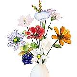 Macalpo Glass Birth Flower Decor, Handmade Blown Glass Birthday Month Flower with Stems Meaningful Birth Flower Bouquet for Home/Wedding Decor, Mother's Day,Teachers' Day Gift