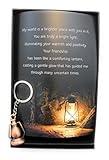 Smiling Wisdom - Bright Light in My Life Greeting Card with Lantern Keychain Friendship Gift - Special Friend Mentor Women Men Gifts- Copper Lantern