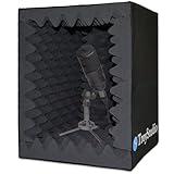 TroyStudio Portable Vocal Booth, Large Foldable Microphone Isolation Shield, Music Recording Studio Sound Echo Absorbing Box, Desk & Stand Use Reflection Filter with Thickened Dense Acoustic Foam