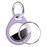 MOLOPPO for AirTag Keychain Holder with Wire Cable, Secure Lock Case for Air tag, Compatible with AirTags, Key Ring Chain Luggage, for Airtag Accessories for GPS Item Finder Tracker, Purple