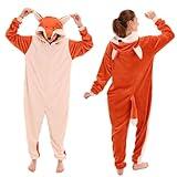 COSUSKET Snug Fit Unisex Adult Onesie Pajamas, Flannel Cosplay Fox One Piece Halloween Costume Sleepwear Homewear