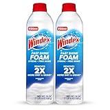 Windex Fast Shine Foam Glass Cleaner, No-Drip Aerosol Cleaning Spray, 19 oz, Pack of 2