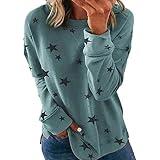 Prime Member+Deals+Most Popular Items On Amazon 2024 Amazon Brand Womens Sweatshirt Crew Neck Star Graphic Pullover Tops 2024 Fall Casual Long Sleeve Oversized Sweatshirt Light Blue