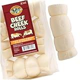 Pack Approved Beef Cheek Rolls for Dogs - Natural & Odor-Free Dog Treats - 5 to 6 Inch Medium Beef Hide Dog Chews - 4 Pack