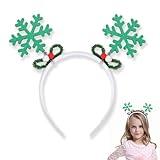 Decmied Christmas Headband Green Snowflake Headband for Women Christmas Happy New Year Winter Party Supplies