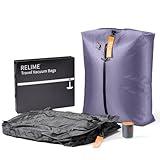Relime Classic Series Vacuum Bags for Travel Luggage with Wireless Pump, Compression Bags for Carry On Suitcases and Backpack, Vacuum Seal Packing cube for Cloth Packing (2PC + PUMP Gray & Lavender)