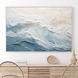 Neutral Ocean Wall Art Abstract Seascape Painting Trendy Beach Prints Ocean Landscape Pictures Wall Decor Blue and White Coastal Prints Abstract Wave Poster for Livingroom Bedroom 16x24in Unframed