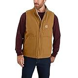 Carhartt Men's Sherpa Lined Mock-Neck Vest Work Utility Outerwear, Carhartt Brown, X-Large Tall