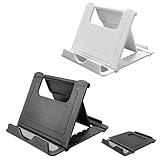 2 Pack Cell Phone Stand, Foldable Phone Holder for Desk Compatible with Phone 15 14 13 12 11 Pro Xs Xs Max Xr X 8, Nintendo Switch, All Phones, Black & White