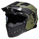 ILM Open Face Motorcycle 3/4 Half Helmet for Men and Women, Vintage Retro Helmet with Visor for Moped ATV Cruiser Scooter DOT Model Z302(Army Green,Large)