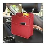 Zpana Car Seat Back Organizer, Leather Multipurpose Hanging Vehicle Backseat Headrest Storage Bag, Automotive Pouch Pocket Organizer for Kids & Adults, Universal for Truck SUV Sedan (Red)