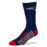 FBF - NFL Deuce Adult Team Logo Crew Dress Socks Footwear for Men and Women Game Day Apparel - New England Patriots Large