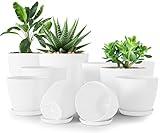 Utopia Home - Plant Pots Indoor with Drainage - 7/6.6/6/5.3/4.8 Inches Flower Pots for Indoor Planter - 10 Pack Plastic Planters - Ideal for Stocking Stuffers or Home Christmas Decorations - White