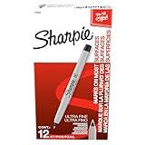 Sharpie Permanent Markers Ultra Fine Tip Markers Set Quick Drying And Fade Resistant Artist Marker For Wood Plastic Paper Metal And More Drawing Coloring And Poster Marker Black 12 Count