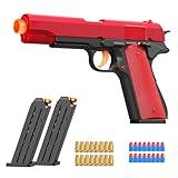 Look Real Toy Red Gun with Ejecting Soft Bullets,Pistol Toys Play EVA Foam Blaster Realistic Model Gun Soft Bullet Gift Gun with Ejection Shell Bullets Fake Gun Model Blasting