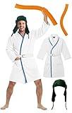 Halloween Costume for Men, 4pcs Funny Christmas Costume with White Robe Men, Hat, Orange Tube and Belt, Funny Men's Holiday Outfit for Halloween Christmas Cosplay Parties