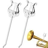 Trumpet Lyre,2 Pack Silver Mellophone Lyre for Marching Band with Bent Stem,7.2Inch Baritone Lyre Clip and Flip Folder,General Musical Instruments Accessories