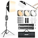 EMART Softbox Lighting Kit, 16"X16" Soft Box, 3000K-6000K 85W LED Bulbs with Remote, 65" Tripod, Professional Softbox Photography Lighting Kit for Studio Lights, Portrait, Video Recording(2PACK)