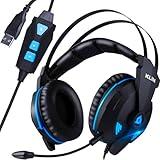 KLIM Impact V2 - USB Gaming Headset - 7.1 Surround Sound - Noise Cancelling - High Definition Audio - Strong Bass - Video Games Headphones Audifonos with Microphone for PC Gamer PS4 - Noise Cancelling