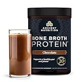 Ancient Nutrition Protein Powder Made from Real Bone Broth, Chocolate, 20g Protein Per Serving, 20 Serving Tub, Gluten Free Hydrolyzed Collagen Peptides Supplement, Great in Protein Shakes