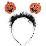 Fuzzy Halloween Headbands - Plush Orange Pumpkin Hairbands for Women's Day of the Dead Cosplay & Party Costume Accessories 1Pcs