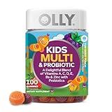OLLY Kids Multivitamin & Probiotic Gummy, Digestive Support, Vitamins A, D, C, E, B, Zinc, Chewable Supplement, Berry Flavor, 50 day supply - 100 Count