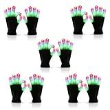 Luwint Children LED Finger Light Up Gloves - Cool Flashing Novelty Fun Toys for Kids 5-7 8-12, Birthday, Dance, Party, Costume (5 Pairs)