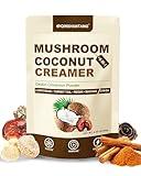 Mushroom Coconut Creamer, Natural Creamer for Coffee, 5 Mushrooms Extract |Lion's Mane, Turkey Tail, Reishi, Maitake, Chaga and Ceylon Cinnamon | Boosts Focus, Immunity and Energy | 6.35oz