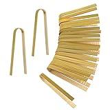 Luter 20pcs Wooden Disposable Cooking Utensils Mini Bamboo Tongs Natural Toast Tongs for Cooking