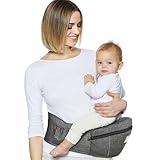 Safotad Baby Carrier with Hip Seat, Ergonomic Front Carrier for Newborns & Toddlers, Adjustable Waistband with Strong Support, Large Pocket Design, Grey