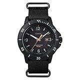 Timex Men's TW2U30300 Expedition Gallatin Solar Black Fabric Slip-Thru Strap Watch,Black/Orange