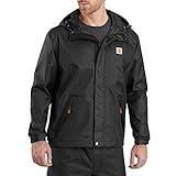 Carhartt Men's Loose Fit Midweight Rain Jacket, Black, Large Tall