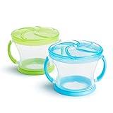 Munchkin Snack Catcher Toddler Snack Cups, No Spill, 2 Pack, Blue/Green